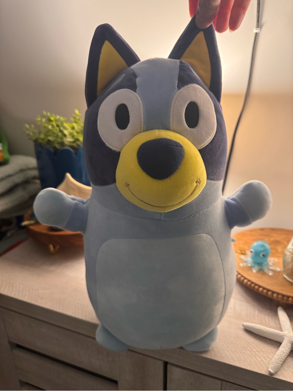 Plush Light Blue & Yellow Dog Toy - Soft Stuffed Pet Plush